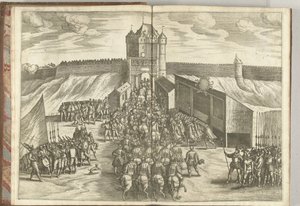 Entrada do arquiduque Ernst em um portão da cidade de Bruxelas, 1594 de Pieter van der Borcht (I) (attributed to)