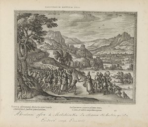 Abrahams ontmoeting conheceu Melchisedek
Pacificarum mentium unio (título sobre o objecto)
Emblemata Sacra è praecipuis utriusque testamenti utriusque historiis concinnata (Testamento Oude) (título da série)
Imagines et figurae bibliorum (título da séri de Pieter van der Borcht (I)
