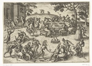 Banquete ao ar livre
Jogo do macaco (título da série) de Pieter van der Borcht (I)