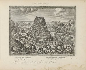 Toren van Babel Elusa mundi potenia (título no objeto) Os Emblemas Sagrados e as Principais Histórias de Ambos os Testamentos (Oude Testament) (título da série) Imagens e figuras de livros (título da série) de Pieter van der Borcht (I)