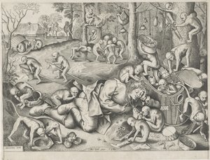 Pedlar assaltado por macacos de Pieter van der Heyden