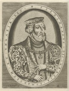 Retrato de Fernando I de Habsburgo, imperador alemão Retratos de governantes (título da série) de Pieter van der Heyden