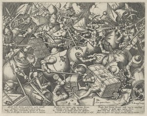 Batalha entre os sacos de dinheiro e os baús de dinheiro de Pieter van der Heyden