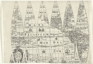 Segmentos de globo de parte do Hemisfério Norte de Pieter van der Keere