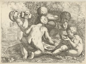Bacanal com cinco putti de Pieter van der Plas (II)