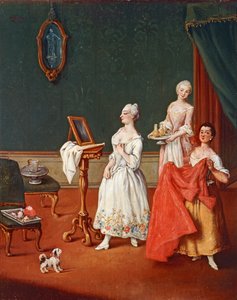 A casa de banho ... (óleo sobre tela) de Pietro (circle of) Longhi