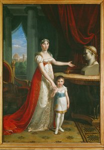Elisa Bonaparte, irmã de Napoleão I, grã-duquesa da Toscana, com a sua filha Napoleone-Elisa ...