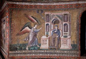 A Anunciação Mosaica da abside de Pietro Cavallini