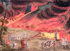 Sir William Hamilton (1730-1803) Estudando a erupção do Vesúvio em 1771 de Pietro Fabris