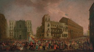 O Carnaval de Nápoles em 1778, com a "Cavalcata turca" desfilando pelo Largo di Palazzo, c.1778