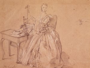Um, mulher, girar, (crayon, e, branca, giz, ligado, paper) de Pietro Longhi