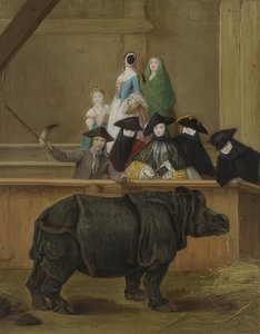 A exibição de um rinoceronte em Veneza. Provavelmente 1751