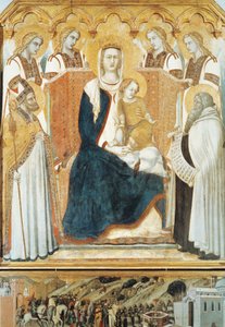 Itália, Siena, Madonna com anjos e santos de Pietro Lorenzetti