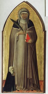 Políptico da vida da Beata Umilta (detalhe da Beata) - Detrempe na madeira de Pietro Lorenzetti