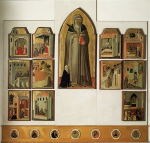 Políptico da vida da Beata Umilta - Detrempe na madeira de Pietro Lorenzetti