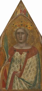 Santa Catarina de Alexandria, com um anjo [painel direito] de Pietro Lorenzetti