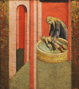 Santa Isabel da Hungria revivendo a Vida uma Criança afogada em um Poço, de Pietro Lorenzetti