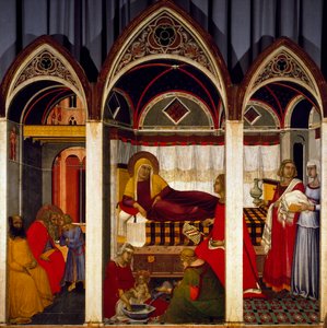Tríptico do Nascimento da Virgem de Pietro Lorenzetti
