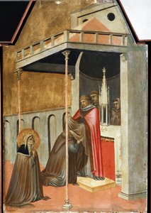 Ugolotti tresanda o hábito monástico (detalhe da vida políptica de Santa Humildade) - Detrempe na madeira de Pietro Lorenzetti