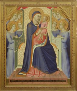 Virgem e criança entronizada com anjos, 1340 (têmpera no painel) de Pietro Lorenzetti