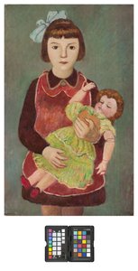 Menina jovem, com, boneca, 1928