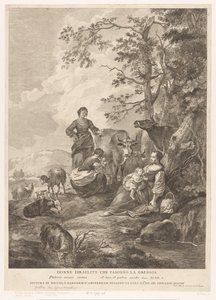 As mulheres israelitas cuidam do rebanho Donne israelita che pascono la greggia (título no objeto) Novo e Antigo Testamento (título da série) de Pietro Monaco