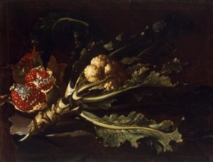 Couve-flor e romãs de Pietro Paolo Bonzi