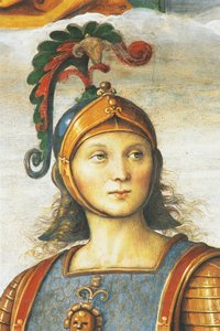 Horace Coclite, de Perugino (cerca de 1450-1523), afresco, Auditório, Collegio del Cambio (Colégio da Mudança), Palácio dos Priores, Perugia, Umbria, Itália de Pietro Perugino