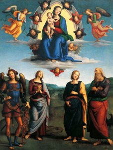 Madonna in Glory, ca 1500-1501, de Pietro Perugino (ca 1450-1523), óleo sobre madeira, 330x265 cm. de Pietro Perugino