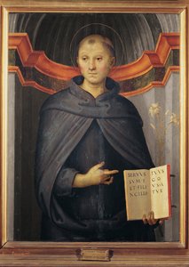 Nicolas de Tolentino (1245-1305) - São Nicolau de Tolentino par Perugino (c. 1450-1523). Óleo sobre tela, tamanho : 79x62, , Palazzo Barberini, Roma de Pietro Perugino