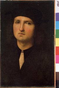 Retrato de jeune homme (Retrato de um homem jovem). Peinture de Pietro di Cristoforo Vannucci dit Pietro Perugino (Le Perugin de Pietro Perugino