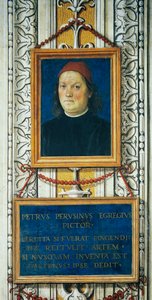 Auto-retrato e bloco de título de Pietro Perugino
