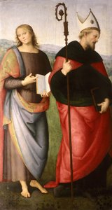São João Evangelista e Santo Agostinho de Hipona, c.1502-21 de Pietro Perugino