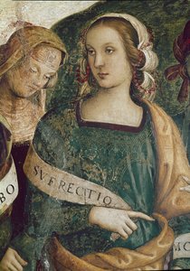 A Sibila Persa. Detalhe de O pai eterno rodeia profetas e irmãos (fresco de Pietro Perugino
