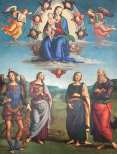 Virgem com criança em glória com santos de Pietro Perugino