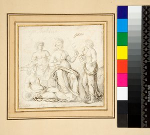 Athena e três mulheres. (caneta e lápis) de Pietro Santi Bartoli