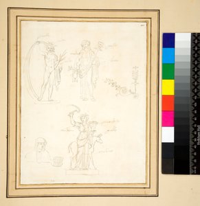 Esboço de três figuras (lápis) de Pietro Santi Bartoli