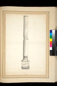 A coluna de Antoninus Pius mostrada antes da restauração (caneta e lavagem cinzenta)