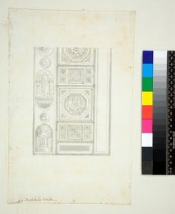 Abóbada da Villa Madama (giz preto, alguns com caneta e tinta castanha. cor com aguarela) de Pietro Santi Bartoli