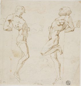 Estudos para Ladrões na Cruz (anverso), Esboço de Figuras (verso) de Pietro Testa
