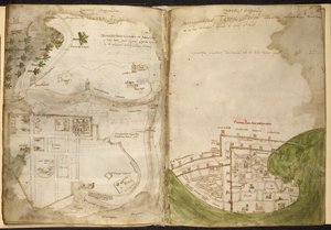 Mapas de Jerusalém e Acre, de Marino Sanudo Torsello, 
