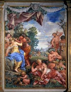 Alegoria das quatro idades, a Idade da Prata Fresco por Pietro da Cortona (Pedra de Cortona) (1596-1669) 1637 Salle du Poele (Sala do Fogão), Galeria Palatino, Palazzo Pitti, Florença