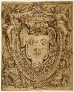 Braços de Don Taddeo Barberini, Principe di Palestrina (caneta e tinta com lavagem e guache sobre papel) de Pietro da Cortona