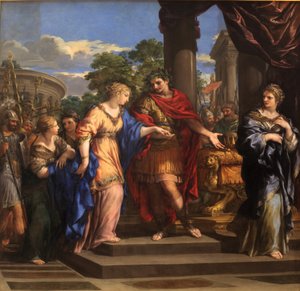 César dando a Cleópatra o trono do Egito, c.1637 (óleo sobre tela) de Pietro da Cortona
