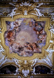 Cosimo I de Medici (Cosimo I de Tuscany liderado em frente a Júpiter por Victory e Heracles) Fresco por Pietro da Cortona (Berrettini) (1596-1669) Florence, Palazzo Pitti, Sala di Apollo de Pietro da Cortona