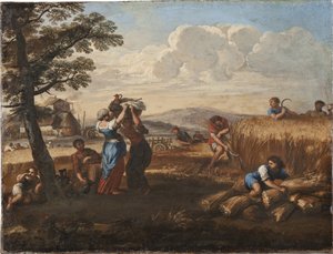 Paysage avec scene de moisson - Landscape with Harvesting, de Cortona, Pietro da (1596-1669) (Pierre de Cortone). Óleo sobre tela. Dimensão : 50x65 cm. Nationalmuseum Estocolmo de Pietro da Cortona