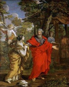 Regresso de Hagar - Pietro da Cortona (1596-1669). Óleo sobre tela, ca. 1637. Dimensão : 124x99,5 cm. Museu de História de Arte, Vienne de Pietro da Cortona