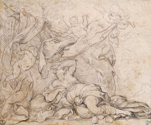 Vênus, estudo para o Triunfo da Divina Providência, afresco no salão do Palazzo Barberini, Roma de Pietro da Cortona