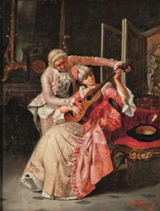 A lição de música (óleo sobre tela) de Pio Ricci