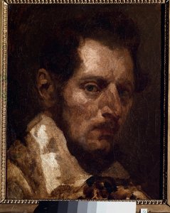 Auto-retrato no caminho de Theodore Gericault - óleo sobre tela